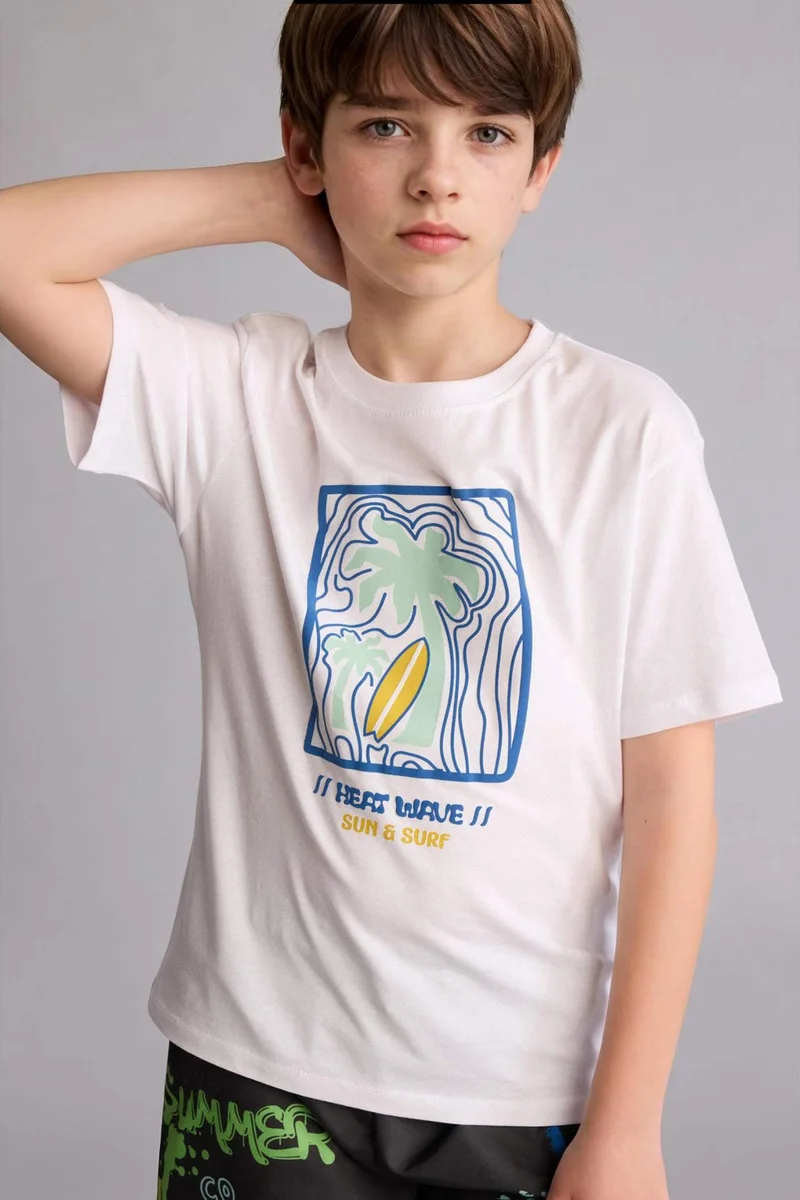 DeFacto Boy New Regular Fit Printed Short Sleeve T-Shirt