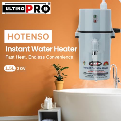 UltinoPro Instant Water Geyser 1L | Portable Electric Water Heater for Bathroom, Kitchen, Salon, Clinic, Office, Lab & Home Use | ABS Body | Energy Efficient (Grey/Geyser) - Image 3