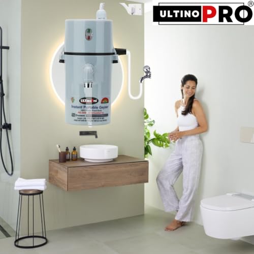 UltinoPro Instant Water Geyser 1L | Portable Electric Water Heater for Bathroom, Kitchen, Salon, Clinic, Office, Lab & Home Use | ABS Body | Energy Efficient (Grey/Geyser) - Image 2