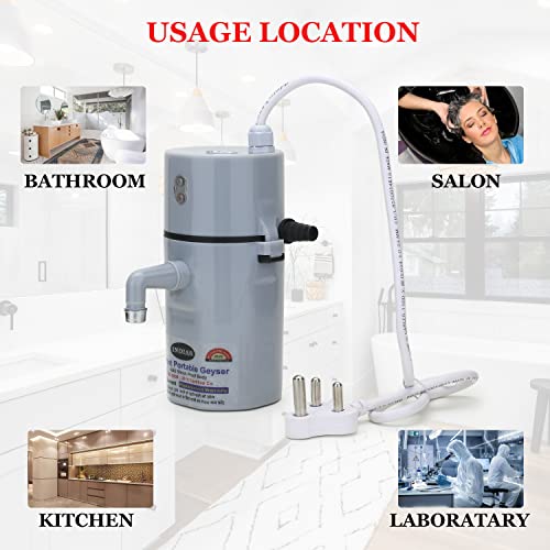 UltinoPro Instant Water Geyser 1L | Portable Electric Water Heater for Bathroom, Kitchen, Salon, Clinic, Office, Lab & Home Use | ABS Body | Energy Efficient (Grey/Geyser) - Image 5