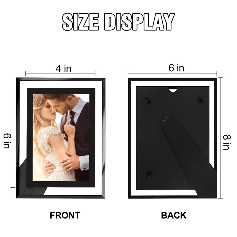 HIKWADERY 4x6 Picture Frames Silver - Set of 2  HD Real Glass 4 by 6 Photo Frame Mirrored Edge Great Gift  for Tabletop Display (4 x 6  Silver) - Image 5