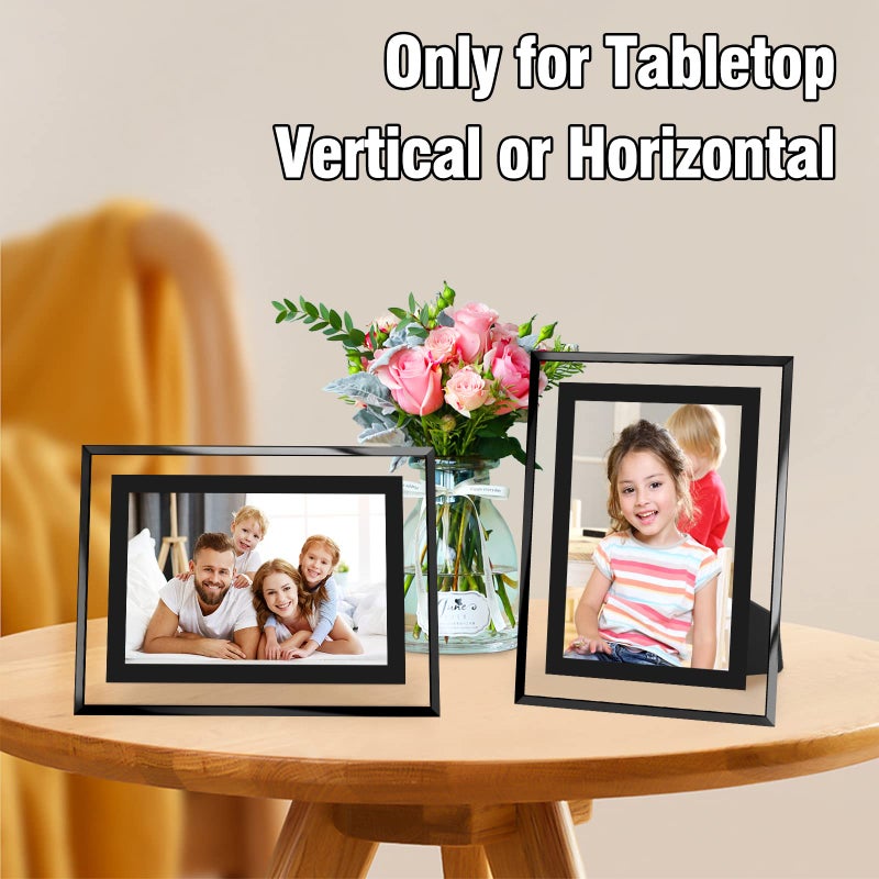 HIKWADERY 4x6 Picture Frames Silver - Set of 2  HD Real Glass 4 by 6 Photo Frame Mirrored Edge Great Gift  for Tabletop Display (4 x 6  Silver) - Image 2