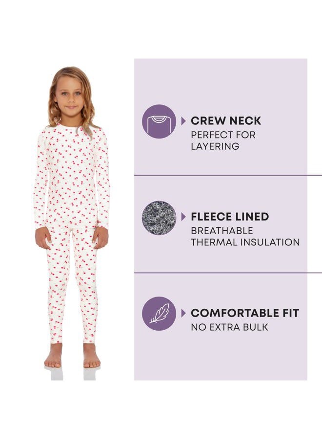 ROCKY Girl's Cherry Design Thermal Long Johns Set Shirt & Pants (Large) - Image 2