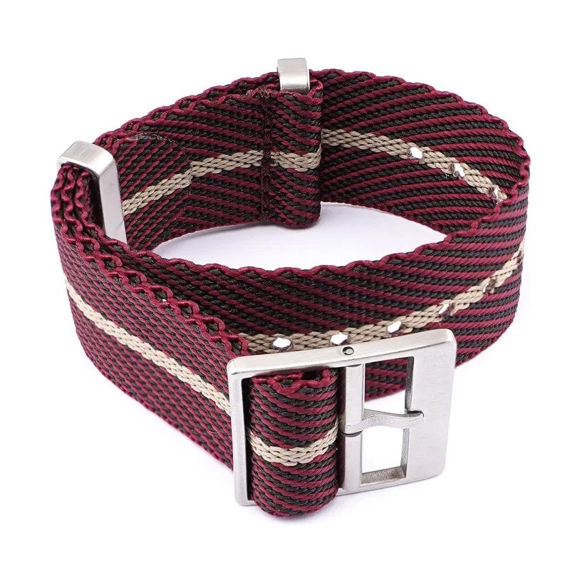 Bluejw Twill Nylon Striped Watch Strap – 18mm 20mm 22mm 24mm One-Piece Single Pass Replacement Fabric Band for Wristwatch - Image 1