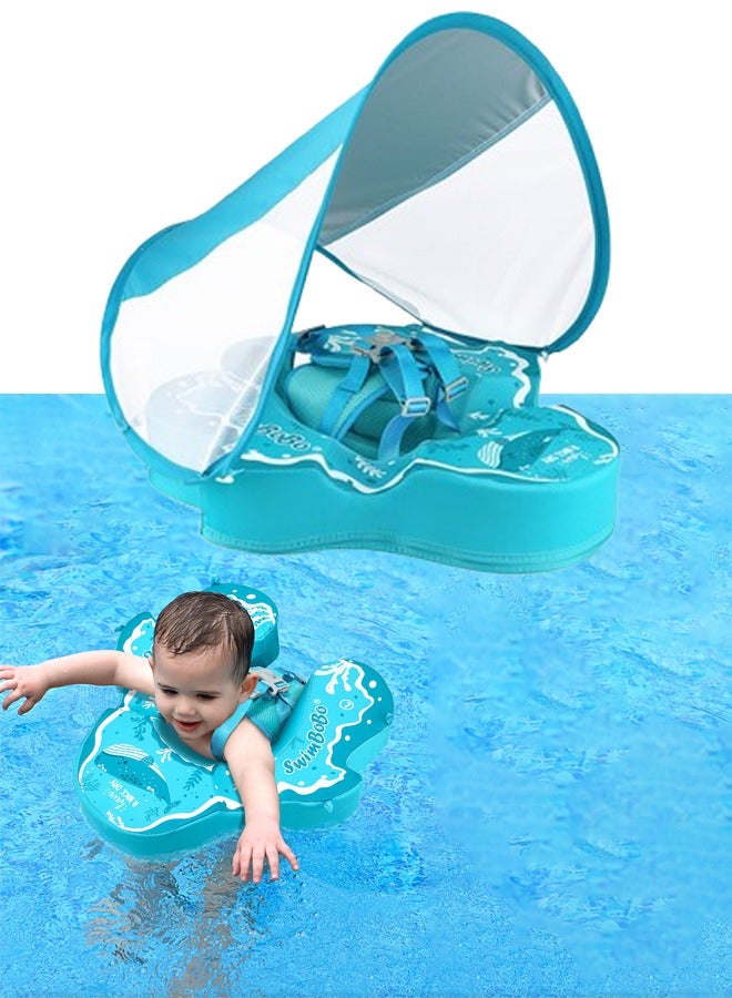 سويمبوبو عوامة سباحة للأطفال، حلقة سباحة للأطفال الصغار، سترة سباحة للأطفال، حلقة عوامة للخصر، عوامة أطفال قابلة للنفخ مع مظلة، حلقة سباحة للأطفال الصغار، مدرب السباحة (الحوت الأزرق) - Image 1