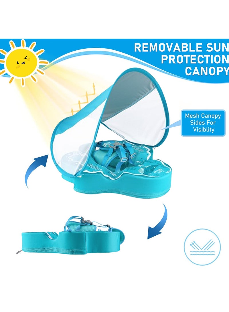 سويمبوبو عوامة سباحة للأطفال، حلقة سباحة للأطفال الصغار، سترة سباحة للأطفال، حلقة عوامة للخصر، عوامة أطفال قابلة للنفخ مع مظلة، حلقة سباحة للأطفال الصغار، مدرب السباحة (الحوت الأزرق) - Image 2