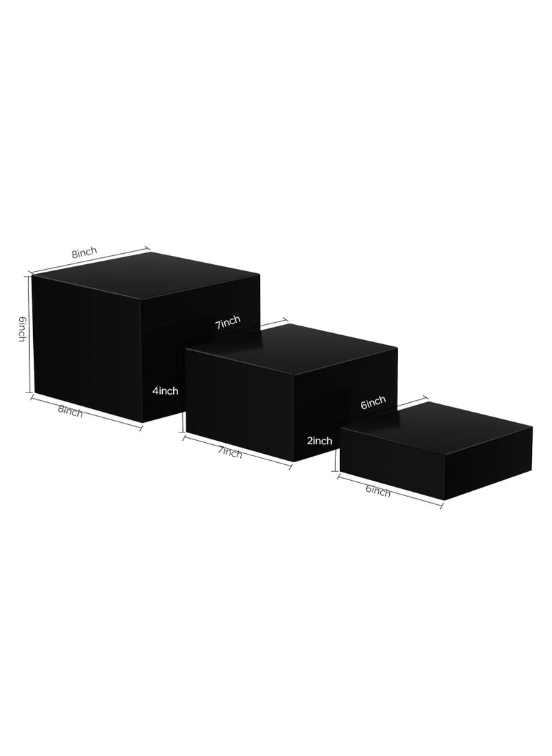 TPGP - Buffet Risers, Food Risers for Buffet Table, 3PCS Black Acrylic Cube Display Nesting Risers with Hollow Bottoms, Food Display Risers Acrylic Boxes Stand Shelf for Catering Dessert - Image 1