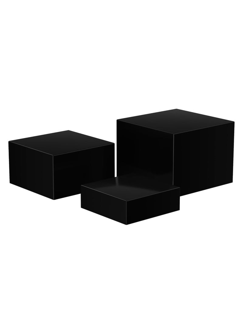 TPGP - Buffet Risers, Food Risers for Buffet Table, 3PCS Black Acrylic Cube Display Nesting Risers with Hollow Bottoms, Food Display Risers Acrylic Boxes Stand Shelf for Catering Dessert - Image 1
