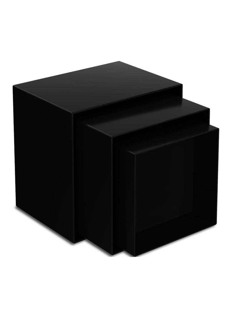 TPGP - Buffet Risers, Food Risers for Buffet Table, 3PCS Black Acrylic Cube Display Nesting Risers with Hollow Bottoms, Food Display Risers Acrylic Boxes Stand Shelf for Catering Dessert - Image 1