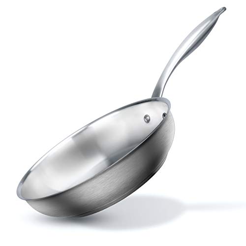Duxtop Tri-ply Stainless Steel Frying Pan with Stay-Cool Handle, Professional 8 inch Fry Pan with Induction Magnetic Bottom, Healthy Small Skillet, Dishwasher and Oven Safe - Image 1