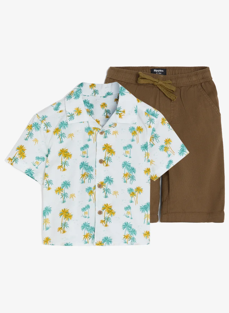 ريبلز مع نمشي Boys 2-Pieces Sets With Printed Shirt & Shorts