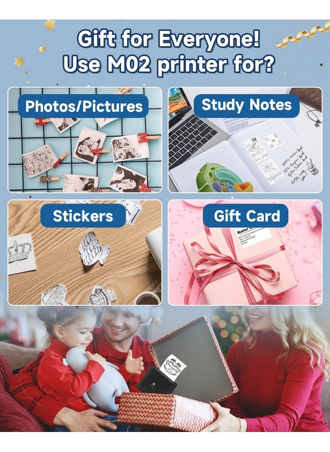 phomemo Phomemo M02 Sticker Printer- Thermal Bluetooth Mini Phone Printer with 3 Rolls Paper, for DIY Creation, Study Notes, Memo, List, Work Plan, Gift, Black  - Image 2