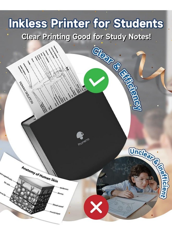 phomemo Phomemo M02 Sticker Printer- Thermal Bluetooth Mini Phone Printer with 3 Rolls Paper, for DIY Creation, Study Notes, Memo, List, Work Plan, Gift, Black  - Image 5