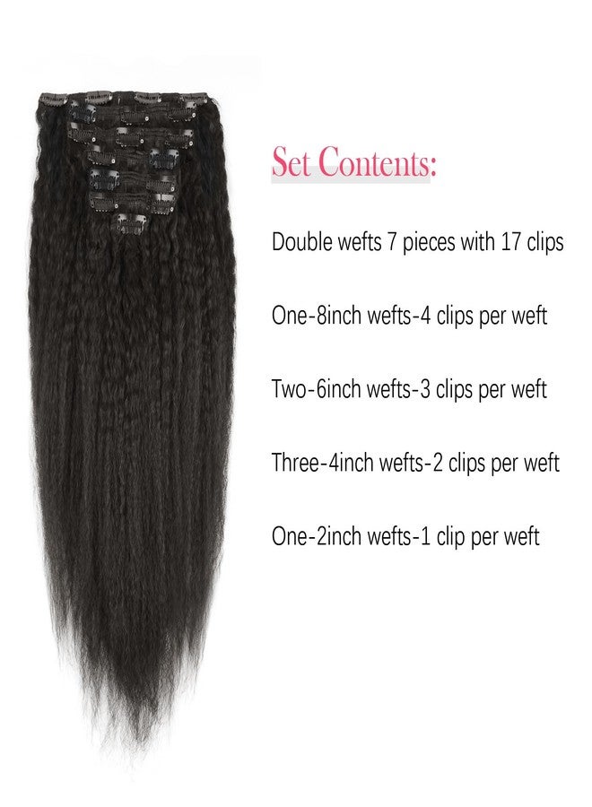 Sassina Unprocessed Virgin Human Hair Clip in Extensions Natural Color Double Wefts 120Grams Kinky Straight Clip on Hair For African American Black Women, KS 12 Inch - Image 4