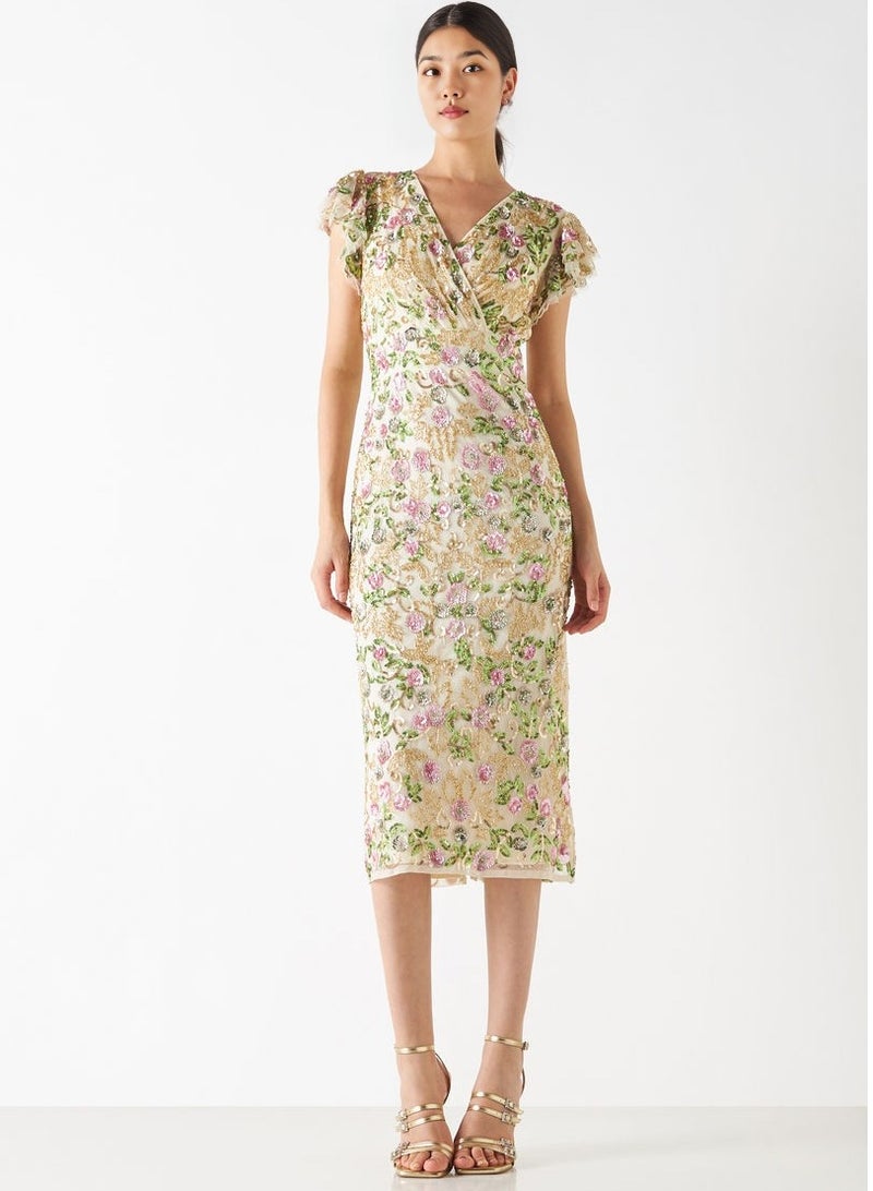 GATSBYLADY LONDON Enchanted Garden Embroidered Midi Dress  - Image 1