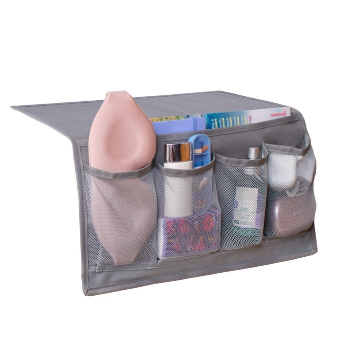 Slumber Stow Hanging Bedside Caddy 5 Pocket Bed Caddy Organizer for Tablets Magazines Phone Glasses Remotes More Ideal Storage For Dorm Bedroom Living Areas 10x173