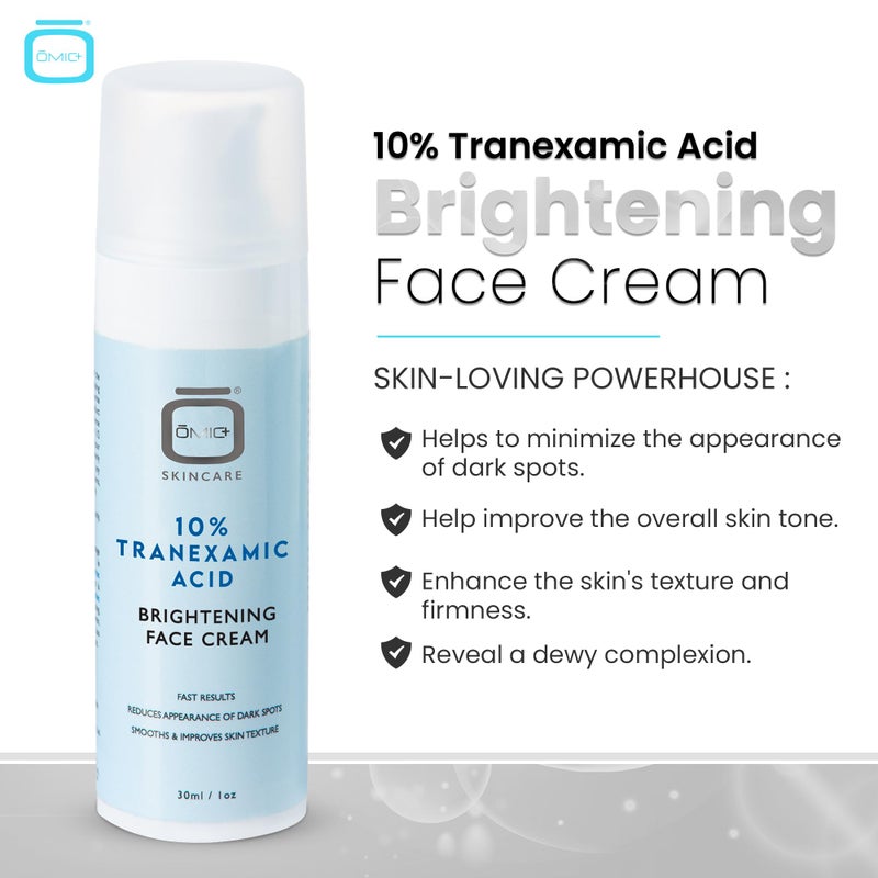 OMIC 10% Tranexamic Acid Cream â€“ 1 fl oz / 30ml â€“ Skin Brightening Cream, Reduce Appearance of Dark Spots, Skin Moisturizer, Even Skin Tone with Coconut Oil & Vitamin E - Image 2