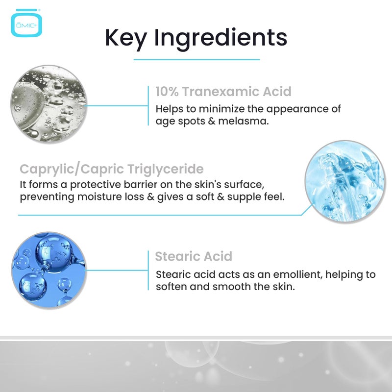 OMIC 10% Tranexamic Acid Cream â€“ 1 fl oz / 30ml â€“ Skin Brightening Cream, Reduce Appearance of Dark Spots, Skin Moisturizer, Even Skin Tone with Coconut Oil & Vitamin E - Image 4