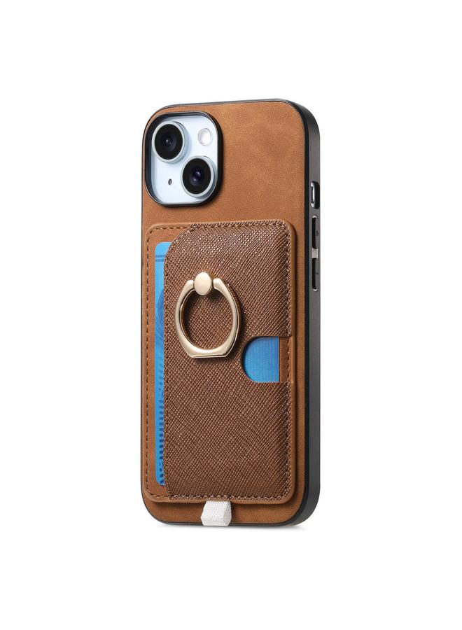 إيروريكس جراب هاتف iPhone 15 Plus بتصميم كلاسيكي متقاطع من الجلد مع حلقة جانبية وحقيبة بطاقات MagSafe - Image 2