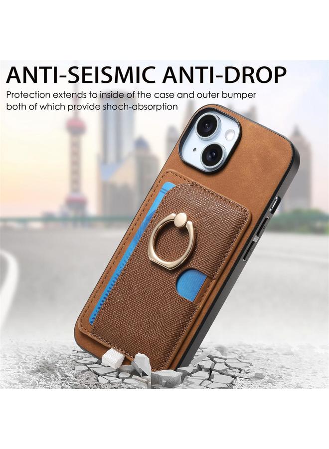 إيروريكس جراب هاتف iPhone 15 Plus بتصميم كلاسيكي متقاطع من الجلد مع حلقة جانبية وحقيبة بطاقات MagSafe - Image 4