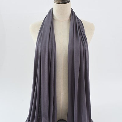 Cross-border solid color rayon sweat cloth ethnic women scarf mercerized cotton jersey headscarf long scarf wholesale 4# dark gray 