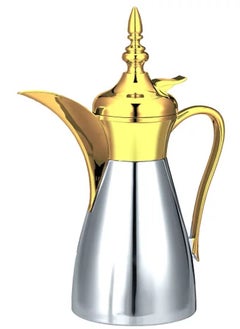 Dallah-shaped coffee thermos made of stainless steel inside and outside, capacity 1 liter