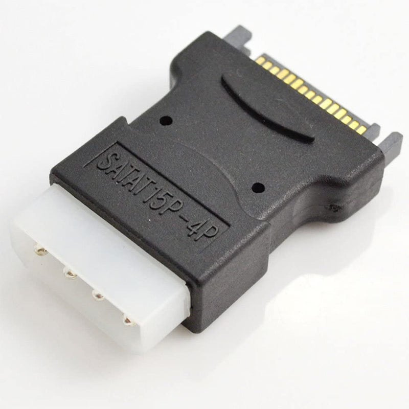 CABLESETC 15 Pin SATA Male to 4 Pin Molex Male Power Adapter for IDE Hard Drive/CD/DVD USB Adapter (Black) - Image 1