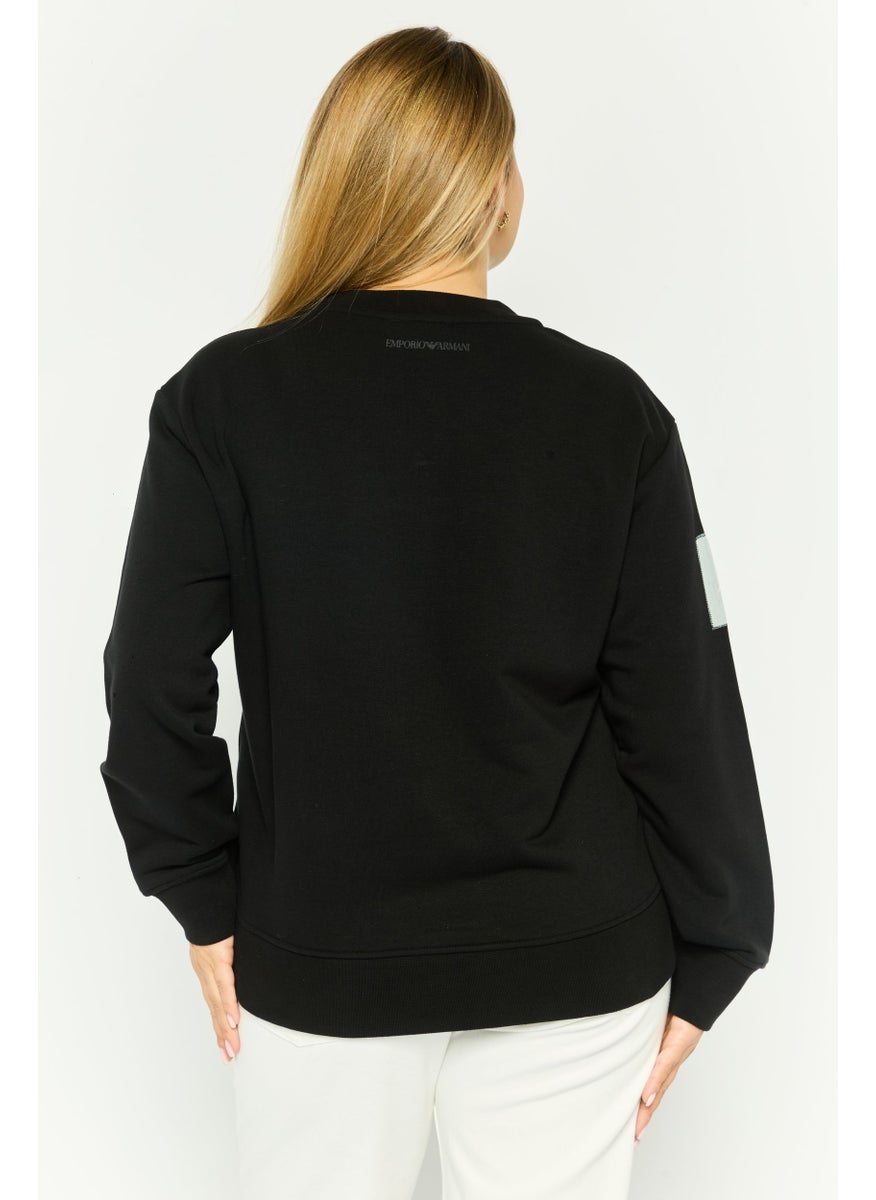 EMPORIO ARMANI Women Crew Neck Graphic Long Sleeve Sweatshirt, Black  - Image 4