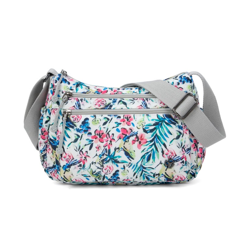 Wytidian Crossbody Bags for Women Waterproof Nylon Shoulder Bag Roomy Multiple Pockets Messenger Purses Handbags (Leaf Floral 04) - Image 1