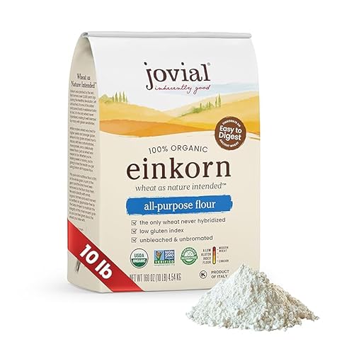 Jovial Organic Einkorn Unbleached All Purpose Flour  Bread Baking Flour for Sourdough High Protein NonGMO Organic Pizza  Pasta European Italian Glyphosate Free  10 Lb - Image 1