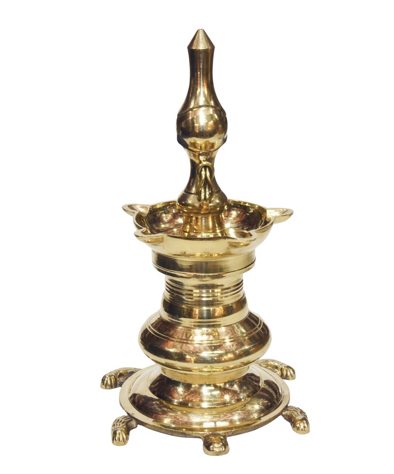 Bhimonee Decor | Pure Brass Vastu Table Diya | Diya on Tortoise Base | 9.5 Inches | Brass | Pack of 1 Piece | Traditional Home Decor - Image 3