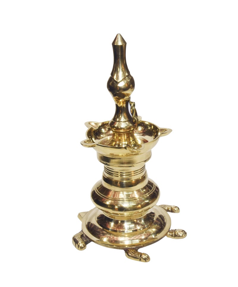 Bhimonee Decor | Pure Brass Vastu Table Diya | Diya on Tortoise Base | 9.5 Inches | Brass | Pack of 1 Piece | Traditional Home Decor - Image 5