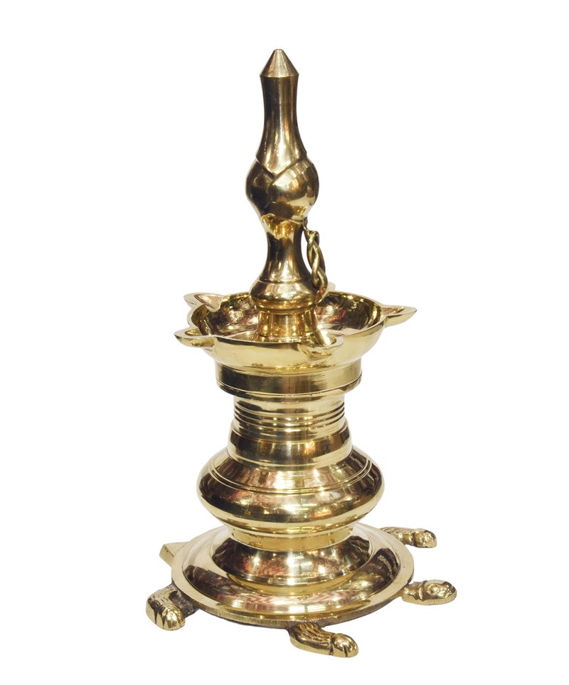 Bhimonee Decor | Pure Brass Vastu Table Diya | Diya on Tortoise Base | 9.5 Inches | Brass | Pack of 1 Piece | Traditional Home Decor - Image 4