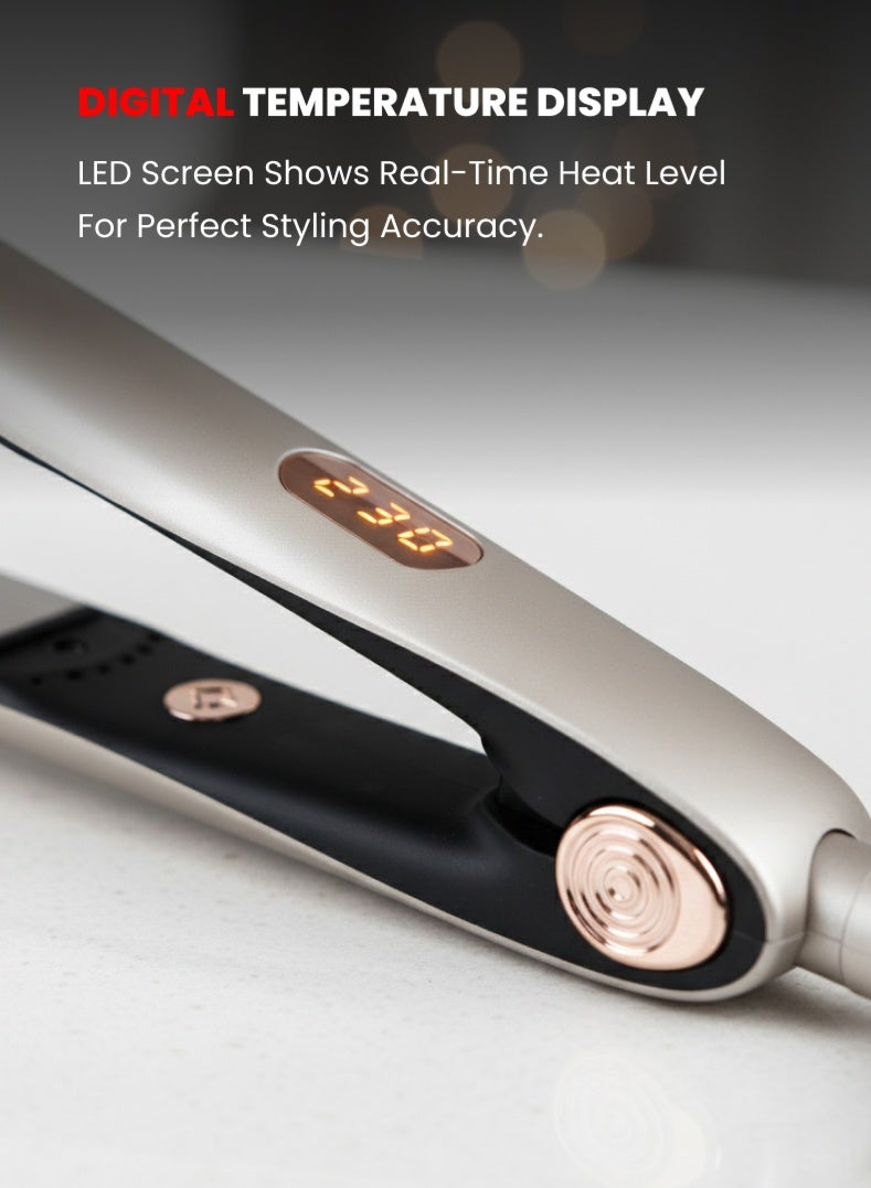 Ogera Professional Hair Straightener – 45W Power, Ceramic-Coated Floating Plates, Digital Temperature Display, Fast Heating up to 230°C, Smooth & Shiny Styling for All Hair Types – Model OG2301HST, Silver & Black - Image 4