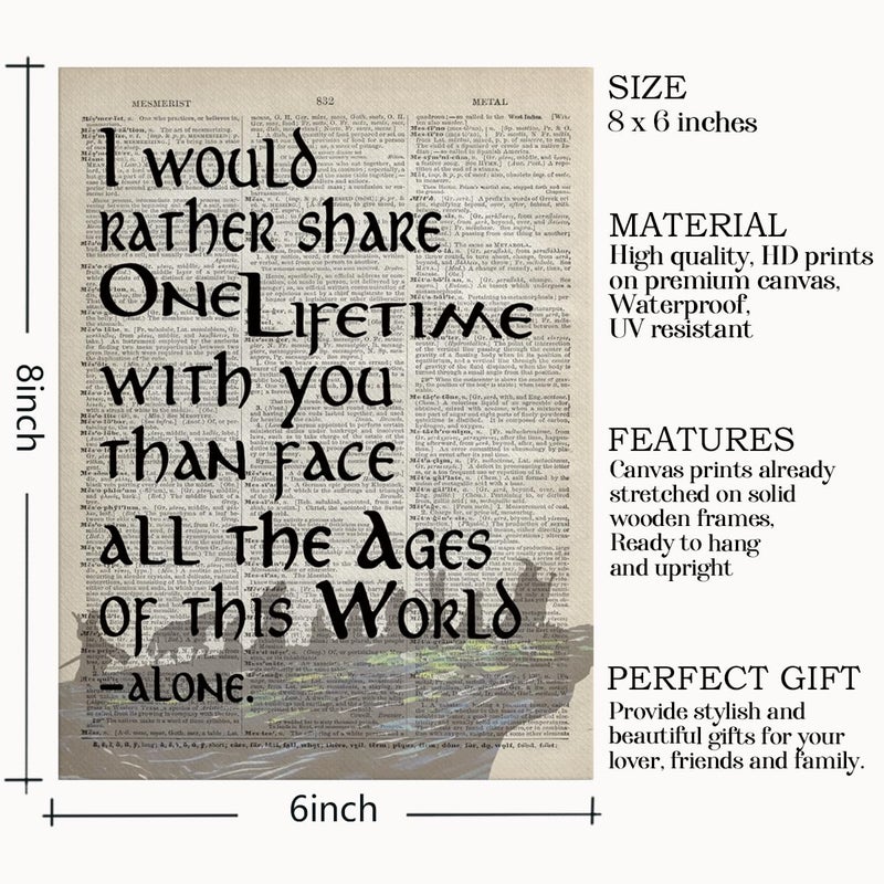 WKYAER LOTR Gifts  Framed LOTR Poster  Gift for LOTR Decor  I Would Rather Share One Lifetime - Arwen  LOTR Merch  LOTR Birthday Decor  Lord of the Rings Poster  LOTR Canvas Wall Art Decor 6x8 inch  - Image 2