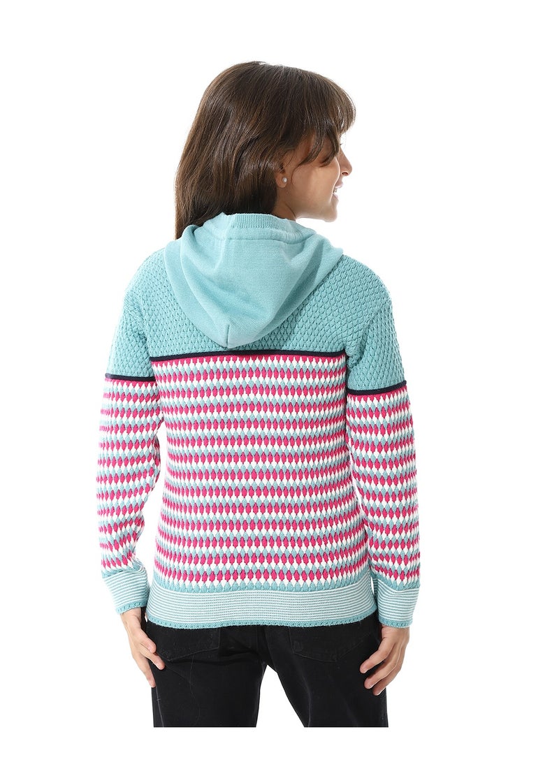 Andora Girls Hooded Neck Long Sleeve Knitted Sweater - Image 3