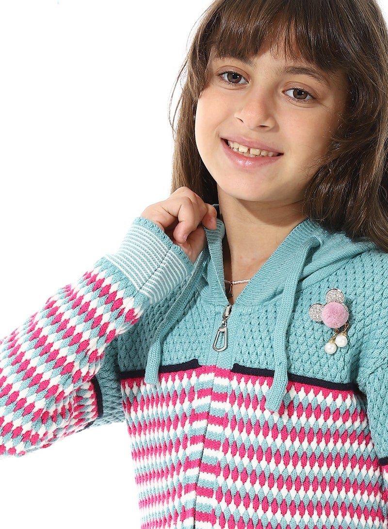 Andora Girls Hooded Neck Long Sleeve Knitted Sweater - Image 4