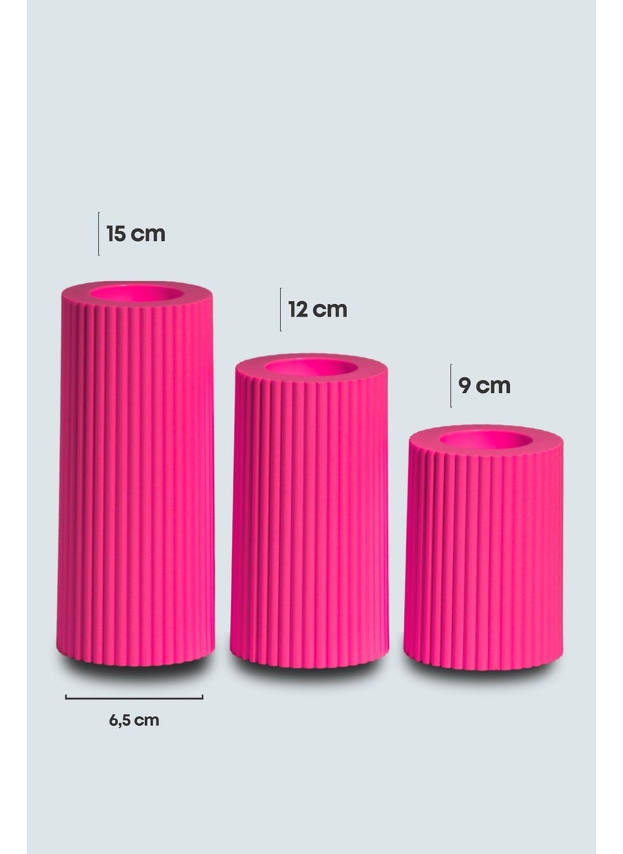 Prime Home 3 Piece Pink Candle Holder Decorative Tealight Set Candle Abs Plastic  - Image 1