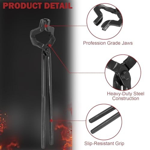 Bonbo Knife making Tongs Blacksmith Tongs 16"Z- V-Bit Style Tongs, Z-Jaw Offset Knife Making Tongs Blacksmith Z Type Tongs with V-Bit Jaws - Image 2
