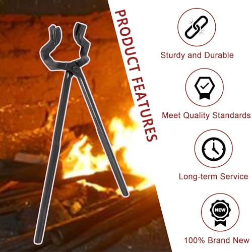 Bonbo Knife making Tongs Blacksmith Tongs 16"Z- V-Bit Style Tongs, Z-Jaw Offset Knife Making Tongs Blacksmith Z Type Tongs with V-Bit Jaws - Image 3