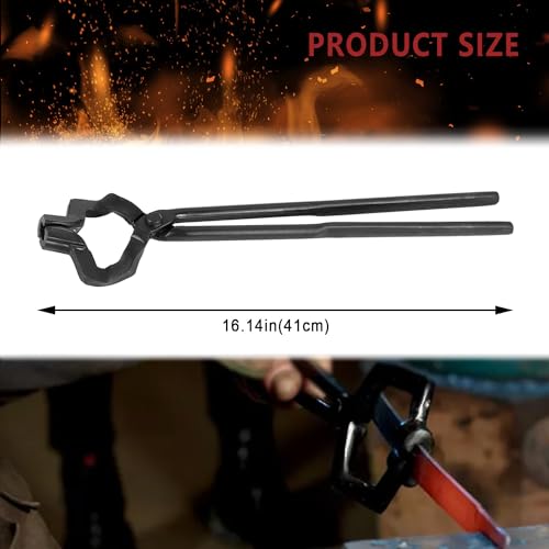 Bonbo Knife making Tongs Blacksmith Tongs 16"Z- V-Bit Style Tongs, Z-Jaw Offset Knife Making Tongs Blacksmith Z Type Tongs with V-Bit Jaws - Image 4