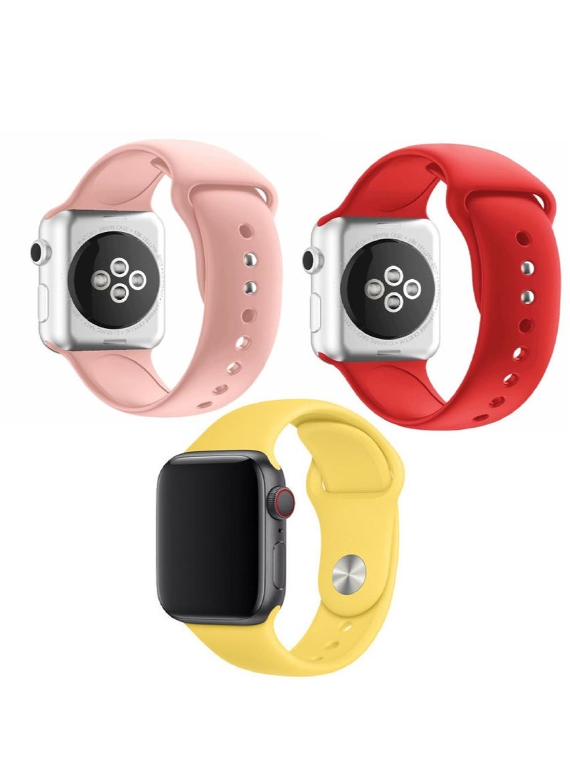 TWEGGON 3PC Set Silicone Band for Apple Watch All Series Compatible with 46mm/45mm/44mm/49mm  - Image 1