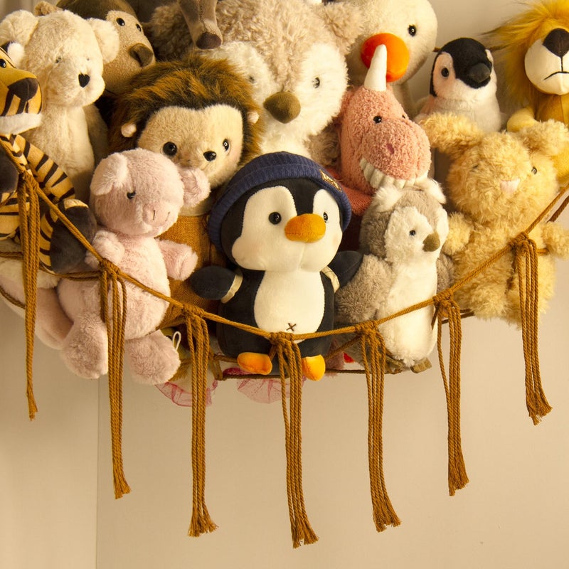 mirolam Stuffed Animal Hammock-Large Stuffed Animal Net For Toys Corner-Hanging Stuff Animal Toy Storage Organizer For Plush Plushie Display Caramel Toy Storage Girl Room Bedroom Boho Nursery Decor - Image 4