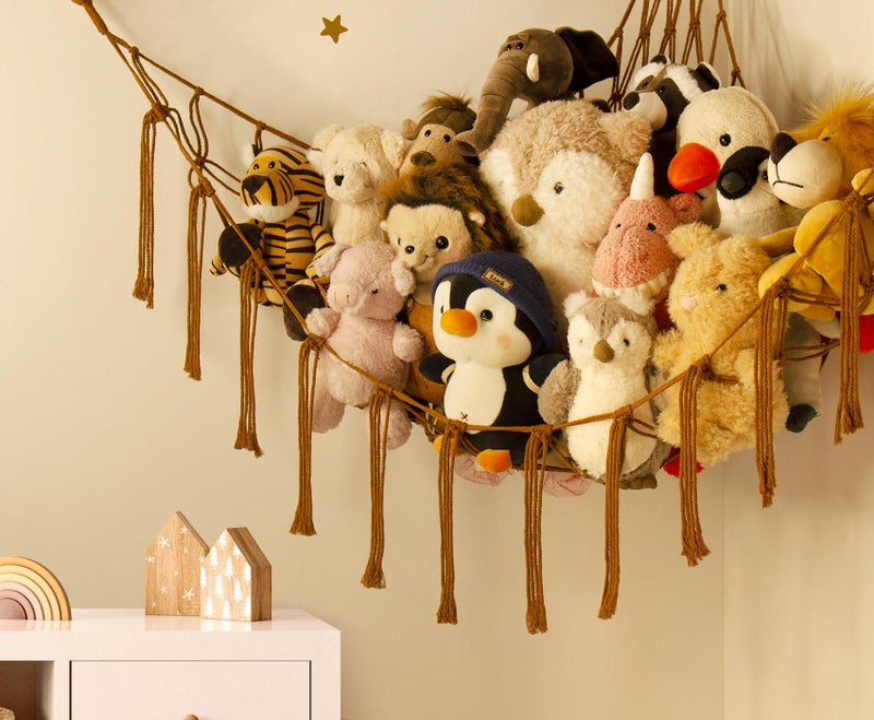 mirolam Stuffed Animal Hammock-Large Stuffed Animal Net For Toys Corner-Hanging Stuff Animal Toy Storage Organizer For Plush Plushie Display Caramel Toy Storage Girl Room Bedroom Boho Nursery Decor - Image 5