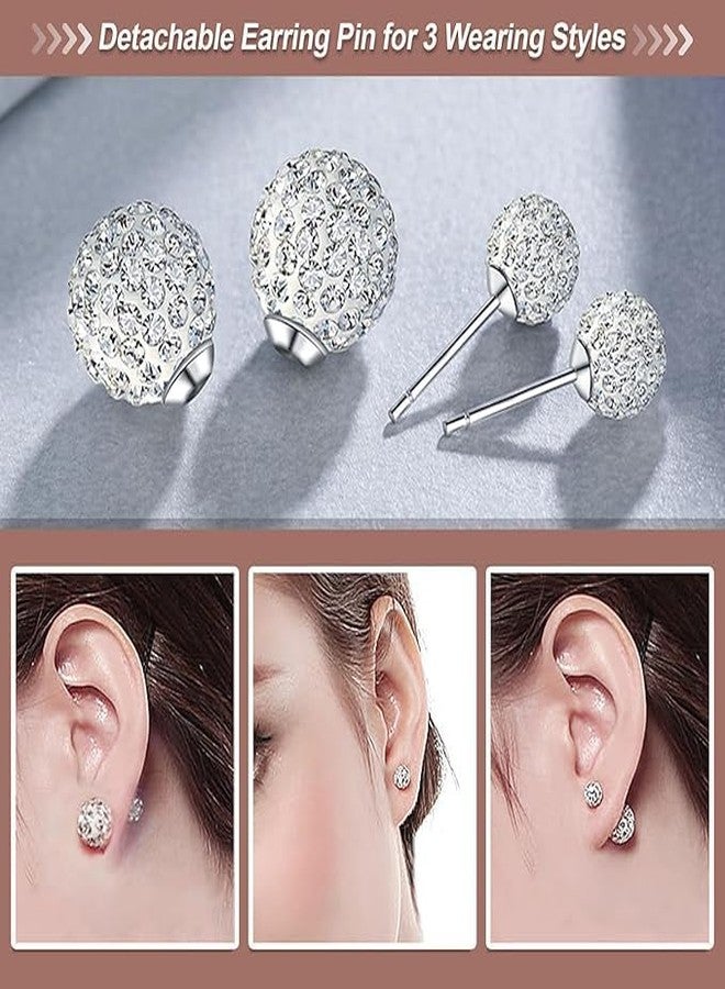 El Regalo 3-in-1 Front Back Crystal Ball Earrings - Sparkly Disco Shamballa Ball Earrings for Girls & Women - Double Sided Earrings with Versatile Style for Any Occasion - Image 3