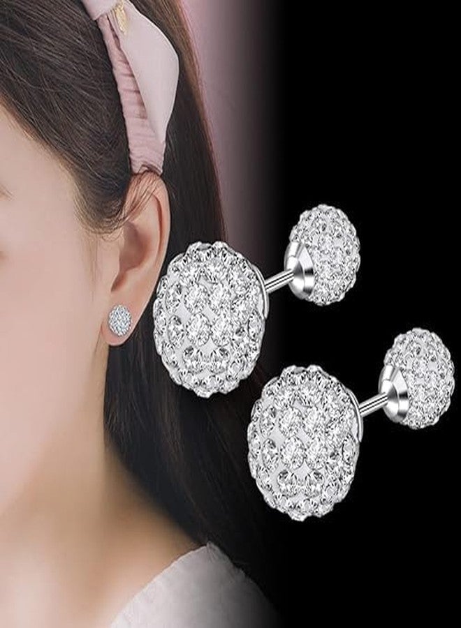 El Regalo 3-in-1 Front Back Crystal Ball Earrings - Sparkly Disco Shamballa Ball Earrings for Girls & Women - Double Sided Earrings with Versatile Style for Any Occasion - Image 2