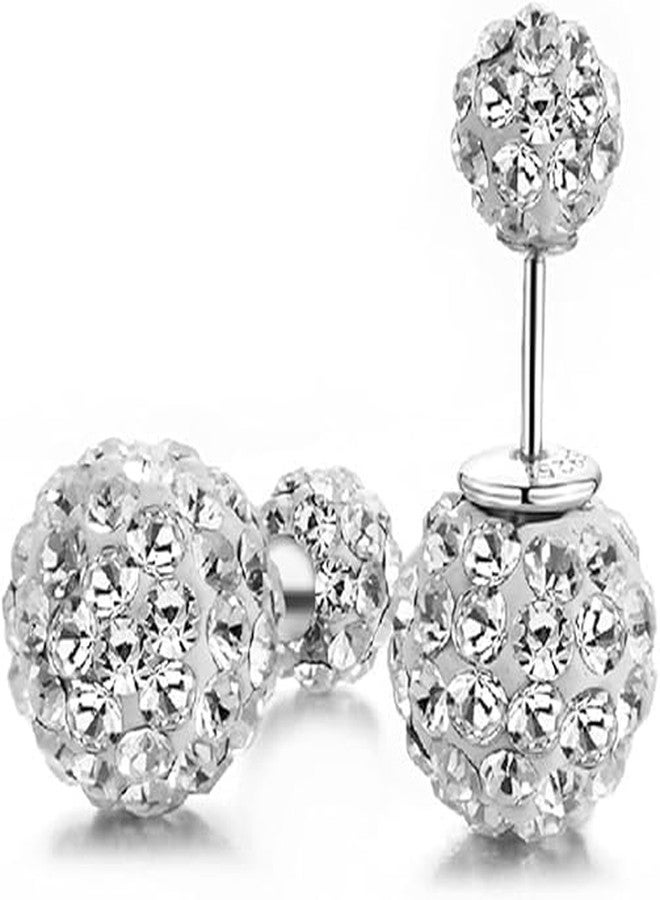 El Regalo 3-in-1 Front Back Crystal Ball Earrings - Sparkly Disco Shamballa Ball Earrings for Girls & Women - Double Sided Earrings with Versatile Style for Any Occasion - Image 1
