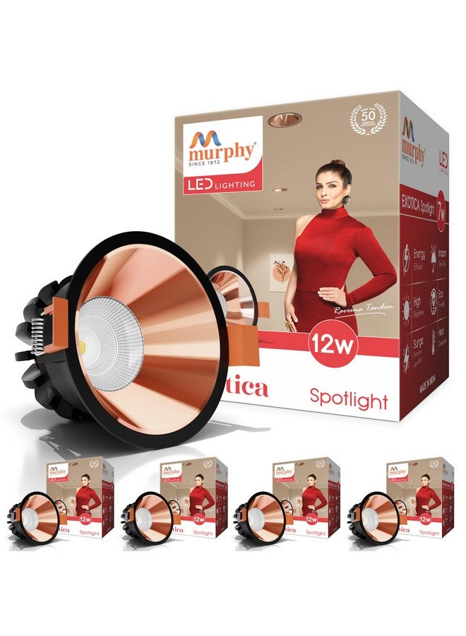 Murphy 12W Black Body Rose Gold Finish COB Spot Down Light : Warm White, Pack of 5 - Image 1