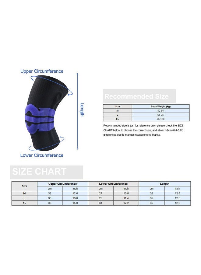 2-Pieces Knee Brace Compression Sleeve Joint Support Kneecaps Pads XL 23*5*15cm