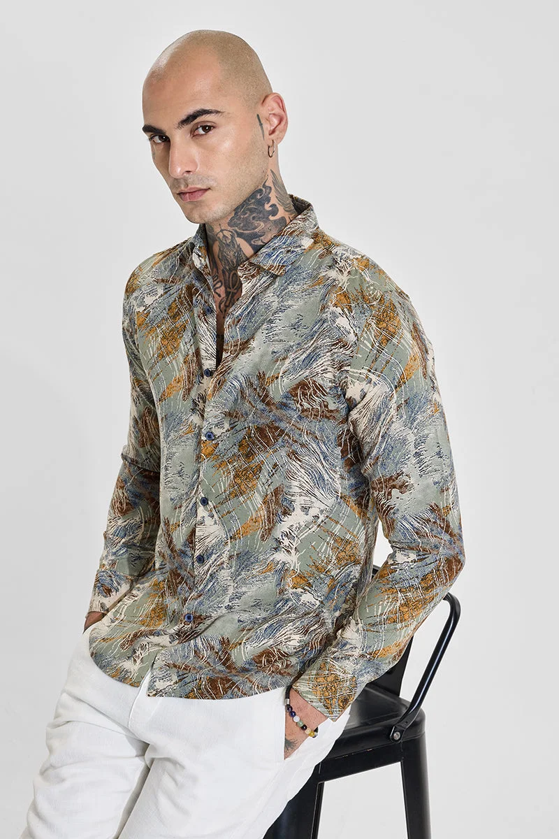 سنيتش قميص أخضر مريمي بقصة ضيقة بتصميم تجريدي